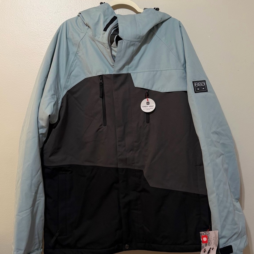686 Men's Ski Jacket - Light Blue and Black